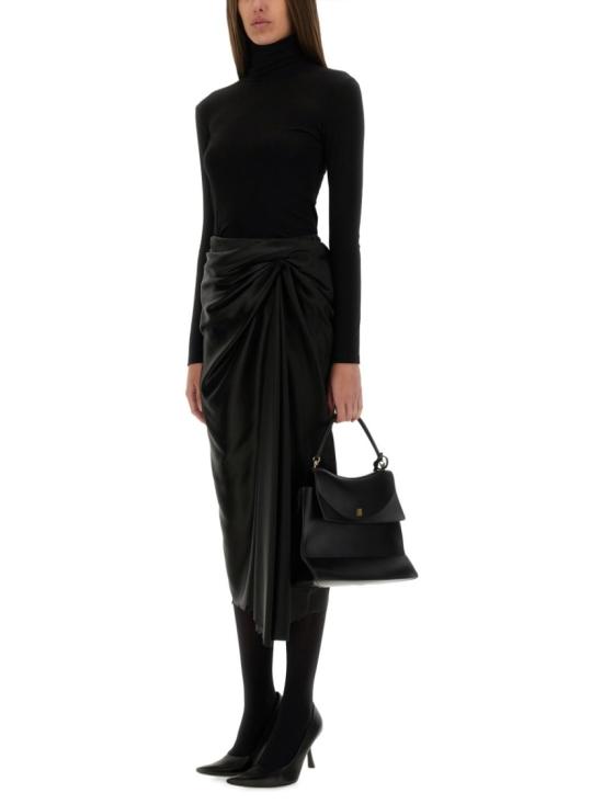  발렌시아가 드레이프 스커트 831248 TSO911000 Black - BALENCIAGA