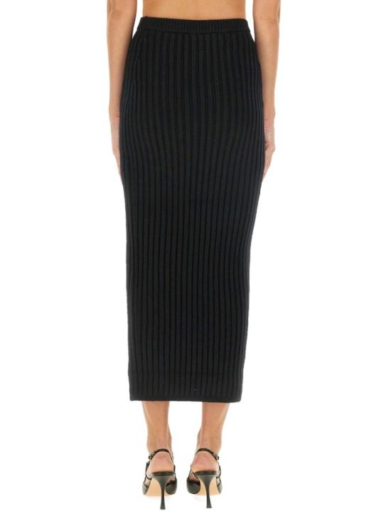  막스마라 세타 울 불렌드 니트 리브드 롱 스커트 2421306033600 192005 Black - MAX MARA
