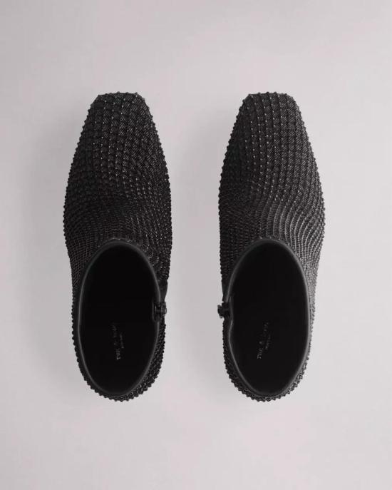  랙앤본 부츠 Rag & Bone Aja Diamante Mesh Boot Black Denim - RAG & BONE