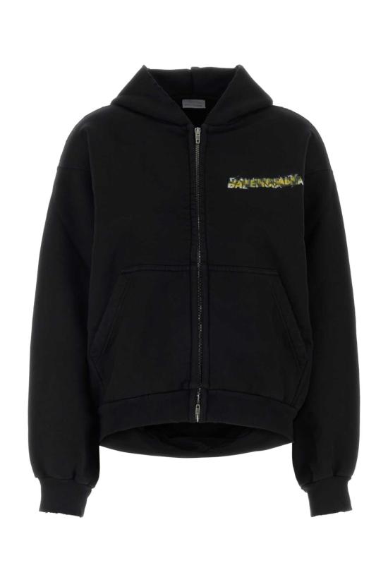26SS 발렌시아가 후드 티셔츠 871716TUVI8 1000 Black