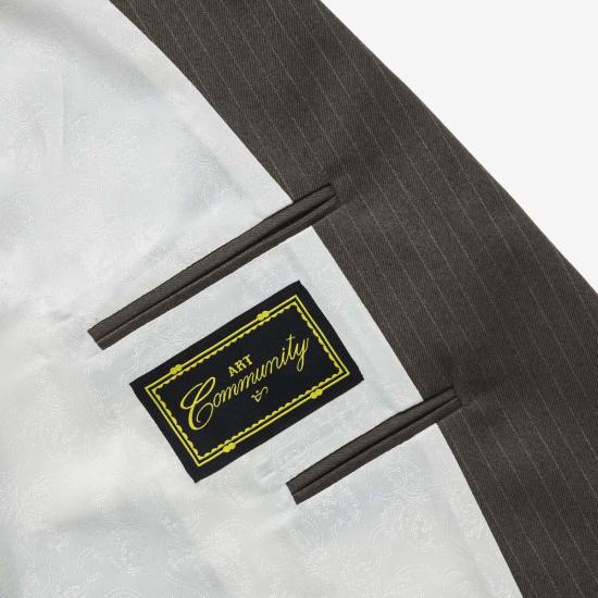  ART COMMUNITY 수트 자켓 아트 커뮤니티 핀스트라이프 일본산 울 블레이저 그레이 - OTHER BRANDS