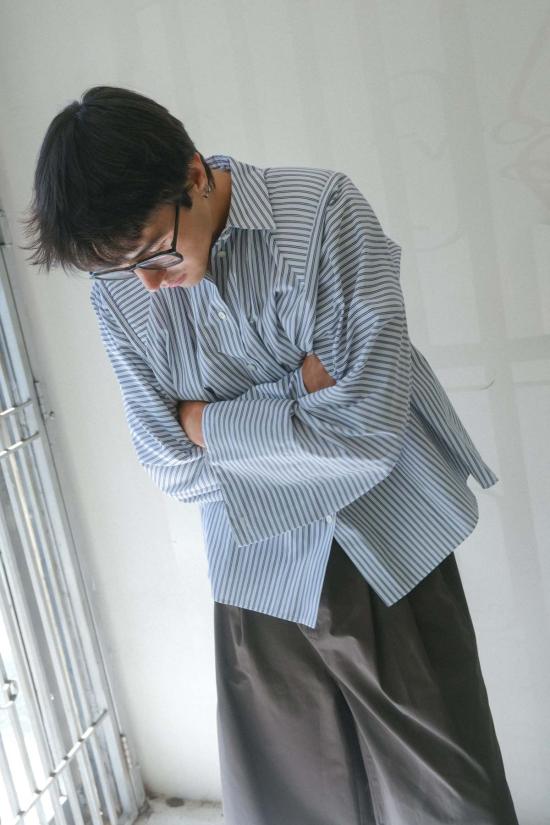  Yohei Ohno 자켓 오노 요헤이 어깨 드레이프 셔츠 (파란색)
