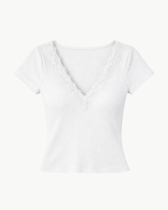  카미 뉴욕 반팔 티셔츠 Cami Nyc Sana 골지 니트 티셔츠 화이트