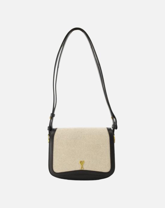 26SS 아미 스몰 하트 로고 글레이즈드 레더 파리 백 ULL717AW0002 1360 Blanc creme noir