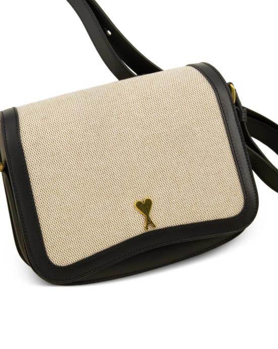 26SS 아미 스몰 하트 로고 글레이즈드 레더 파리 백 ULL717AW0002 1360 Blanc creme noir - AMI