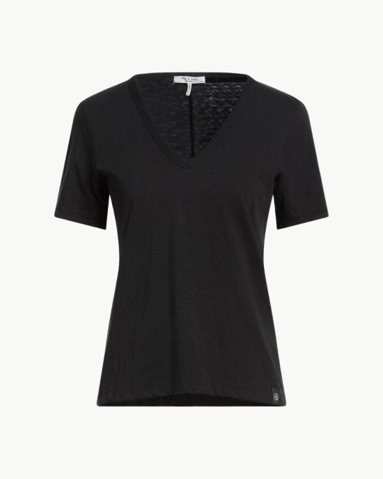  랙앤본 반팔 티셔츠 Rag & Bone The Slub Vee 티셔츠 블랙