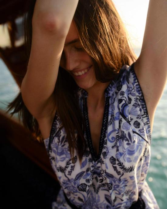 카르톨리나 숏 원피스 하퍼 드레스 마리너스 블룸 프린트 - CARTOLINA