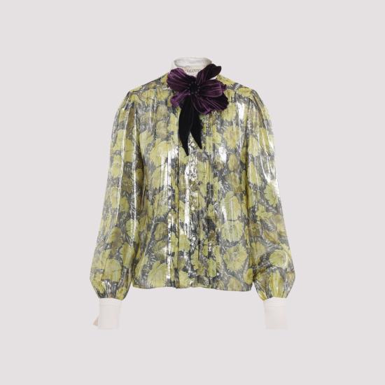 26SS 발렌티노 가라바니 블라우스 8B0AB8F6A63 4K1 BLU GIALLO VANIGLIA