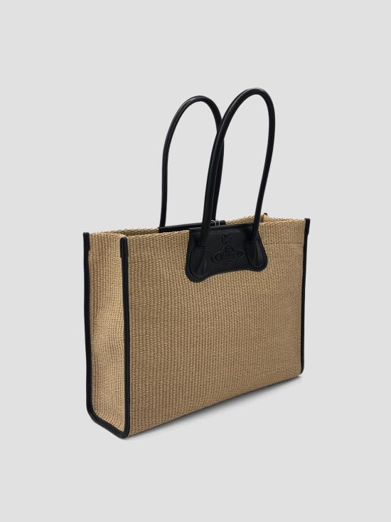 26SS 비비안웨스트우드 엠보싱 오르브 로고 토트백 4D01000LUW01D0 B402 NATURAL - VIVIENNE WESTWOOD