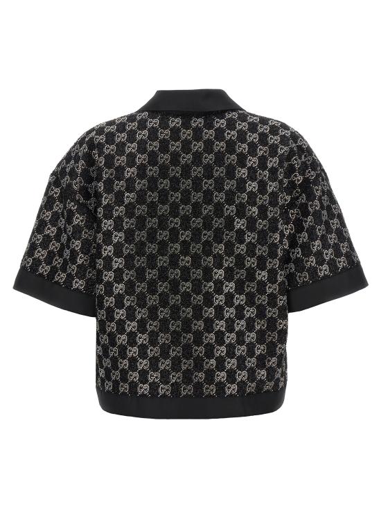 26SS 구찌 울 트위드 라메 탑 846682ZARWY1000 Black - GUCCI