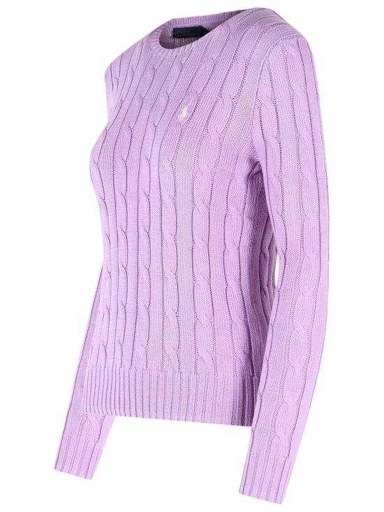 26FW 폴로 랄프로렌 포니 로고 피마코튼 케이블 니트 스웨터 211971869505 Liliac - POLO RALPH LAUREN