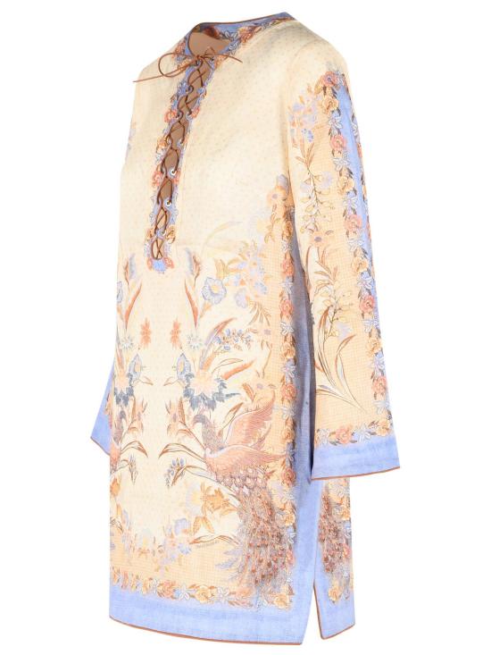 26FW 짐머만 숏 원피스 8076DSS262BISCUIT SCARF FLORAL Beige - ZIMMERMANN