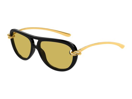25FW 보테가베네타 선글라스 BV1418S 001 BLACK GOLD YELLOW - BOTTEGA VENETA