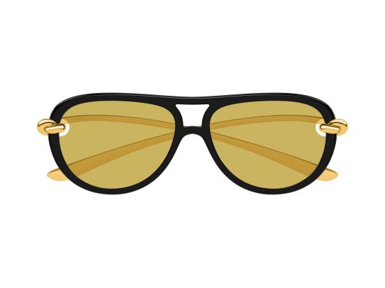 25FW 보테가베네타 선글라스 BV1418S 001 BLACK GOLD YELLOW - BOTTEGA VENETA