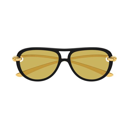25FW 보테가베네타 선글라스 BV1418S 001 BLACK GOLD YELLOW - BOTTEGA VENETA