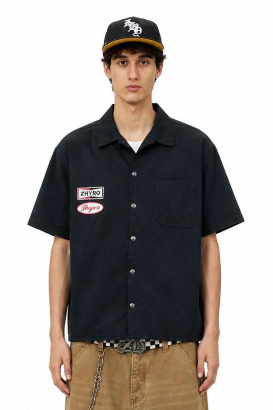  ZHYRO 반팔 셔츠 ZHY MECHANIC BUTTON SHIRT SUNFADED BLACK