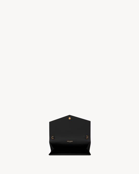 26SS 생로랑 그레인 레더 업타운 체인 지갑 6077881GF0J1000 Black - SAINT LAURENT