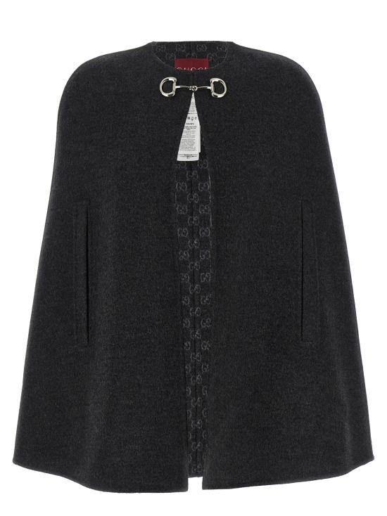26FW 구찌 홀스빗 실크 울 케이프 852796ZAQW01179 Gray