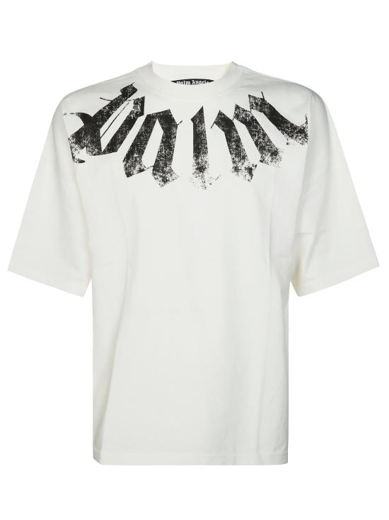 26SS 팜앤젤스 빅 넥 로고 루즈 티셔츠 PMAA10DS26JER002 0310 BIANCO