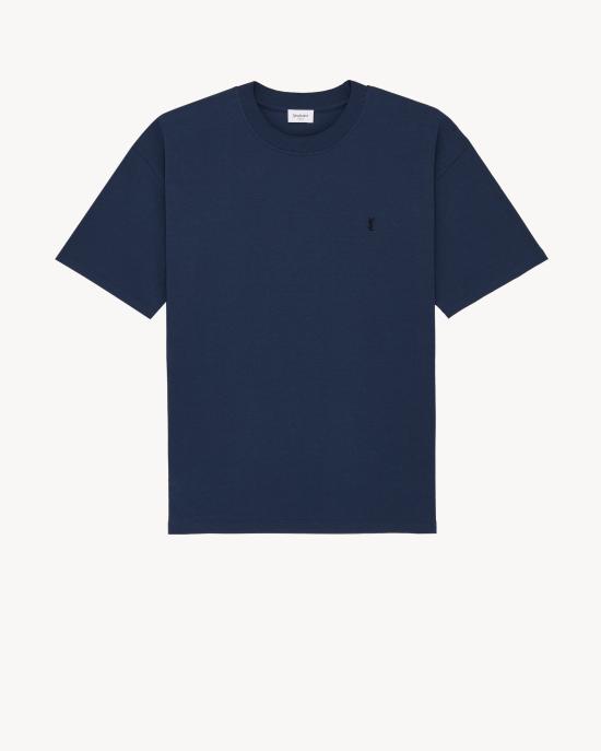 26SS 생로랑 반팔 티셔츠 832941Y37HC4110 blue