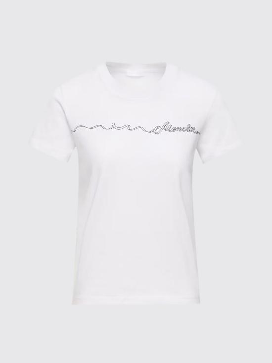 26SS 몽클레어 리본 로고 코튼 티셔츠 L10938C0001789B8Y 00A White