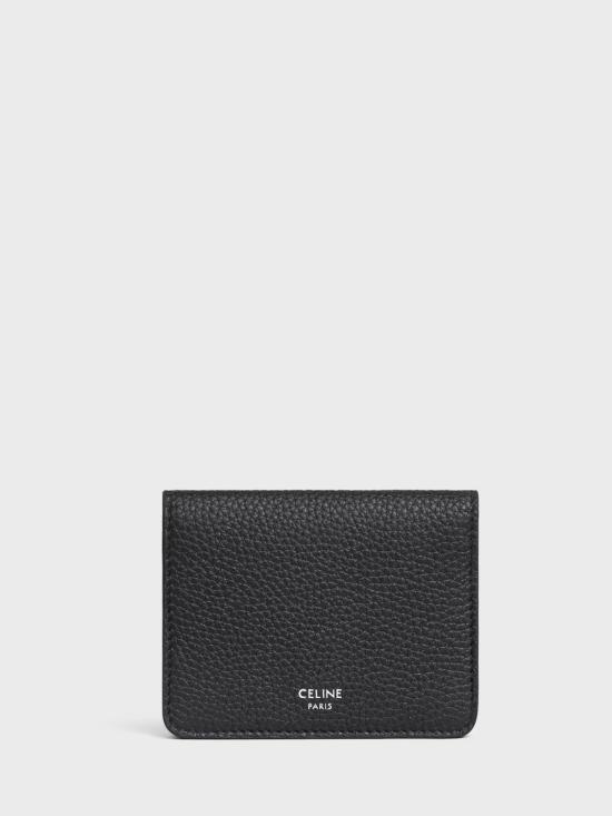 26SS 셀린느 바이폴드 카드 홀더 그레인드 카프스킨 L100J2X98 38SI Black