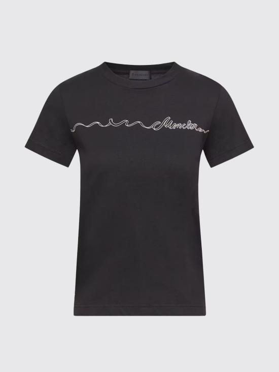 26SS 몽클레어 리본 로고 코튼 티셔츠 L10938C0001789B8Y 999 Black