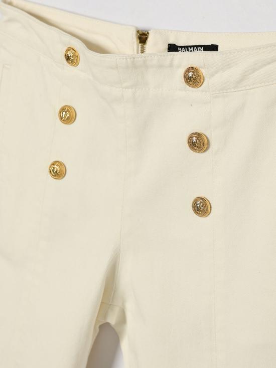 26SS [키즈] 발망 스트레이트 팬츠 BY6A51Z3702 100 White - BALMAIN