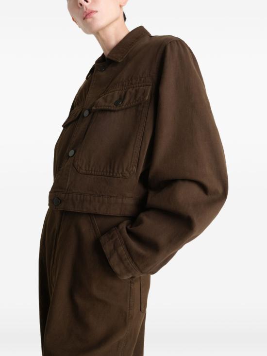 26SS 르메르 다잉 헤비 브로큰 트윌 크롭 블루종 OW1191 LD1068 423 CACAO DOM - LEMAIRE