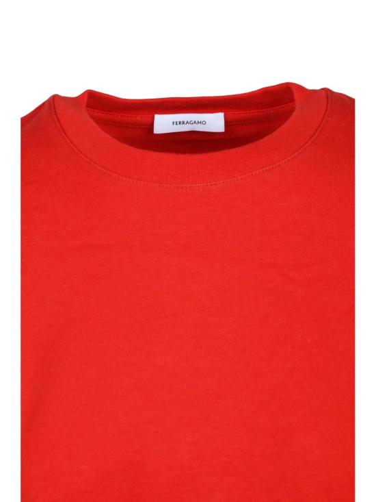 25SS 살바토레 페라가모 반팔 티셔츠 빨간색 면 티셔츠 - SALVATORE FERRAGAMO