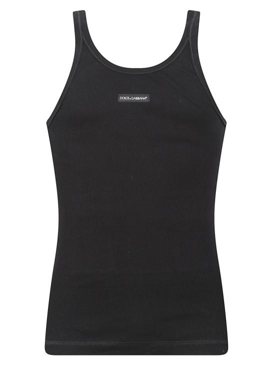26SS 돌체앤가바나 로고 프린트 코튼 탱크 탑 G8PA8TG7P3IN0000 Black