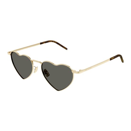25FW 생로랑 선글라스 하트 모양 , 광택 있는 금색 프레임 - SAINT LAURENT