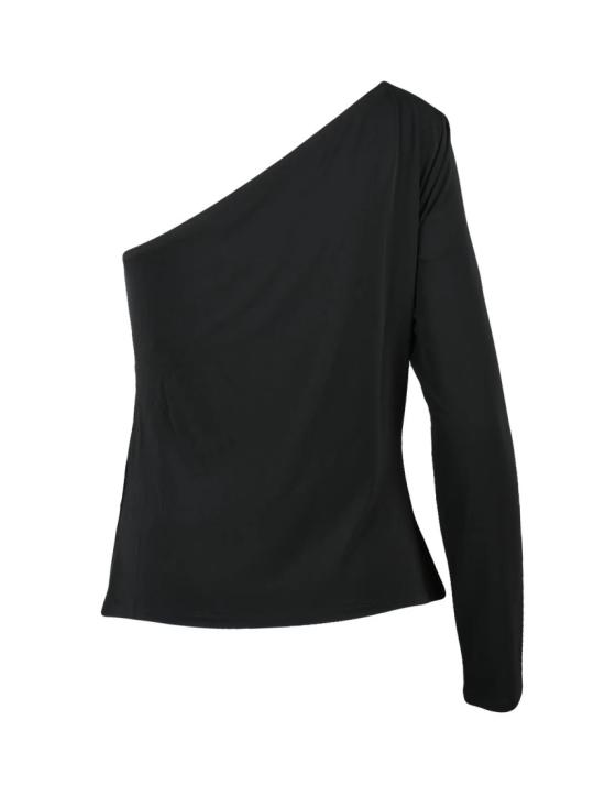  막스마라 긴팔 티셔츠 원숄더 블랙 라이크라 - MAX MARA