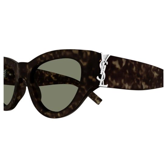 25FW 생로랑 선글라스 메탈릭 로고 디테일이 돋보이는 캣아이 호피무늬 - SAINT LAURENT