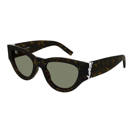 25FW 생로랑 선글라스 메탈릭 로고 디테일이 돋보이는 캣아이 호피무늬 - SAINT LAURENT