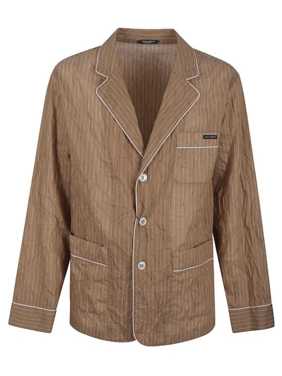 26SS 돌체앤가바나 크링클 스트라이프 패브릭 셔츠 스타일 배니티 로브 G2WK2TFBMFTS8054 Brown