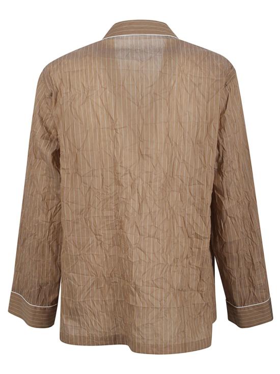 26SS 돌체앤가바나 크링클 스트라이프 패브릭 셔츠 스타일 배니티 로브 G2WK2TFBMFTS8054 Brown - DOLCE & GABBANA