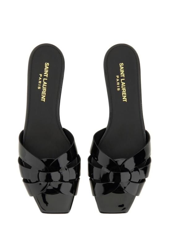  생로랑 페이턴트 레더 트리뷰트 플랫 뮬 571952 B8I001000 Black - SAINT LAURENT