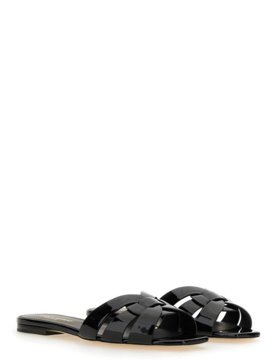  생로랑 페이턴트 레더 트리뷰트 플랫 뮬 571952 B8I001000 Black - SAINT LAURENT