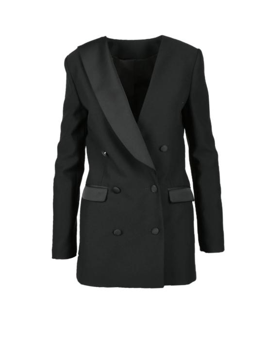  Costume National C. 수트 자켓 검정색 폴리에스터 더블 브레스트 재킷