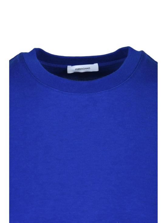 25SS 살바토레 페라가모 반팔 티셔츠 파란색 면 티셔츠 - SALVATORE FERRAGAMO