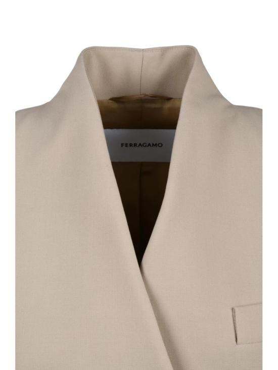 살바토레 페라가모 수트 자켓 베이지색 더블 브레스트 울 재킷 - SALVATORE FERRAGAMO
