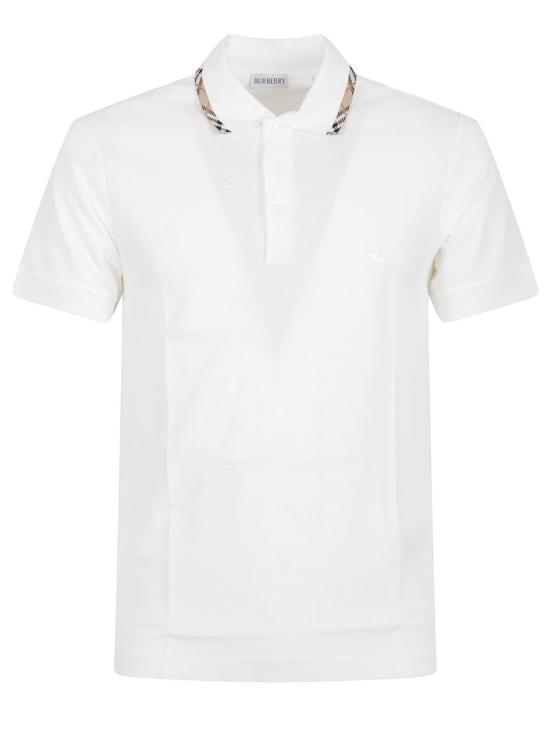 26SS 버버리 체크 트리밍 코튼 폴로셔츠 8126955 B7078 White