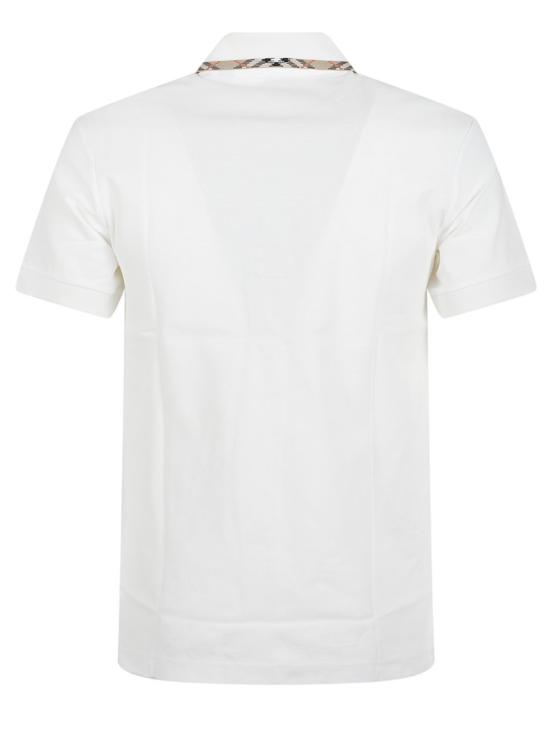 26SS 버버리 체크 트리밍 코튼 폴로셔츠 8126955 B7078 White - BURBERRY
