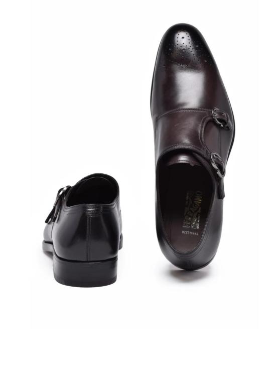  살바토레 페라가모 드레스 슈즈 갈색 가죽 신발 - SALVATORE FERRAGAMO