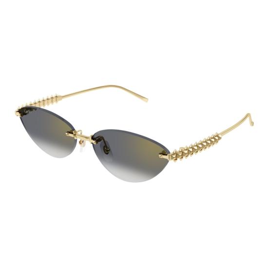 25FW 까르띠에 선글라스 그라데이션 렌즈와 피라미드 스터드 장식이 있는 테 없는 - CARTIER