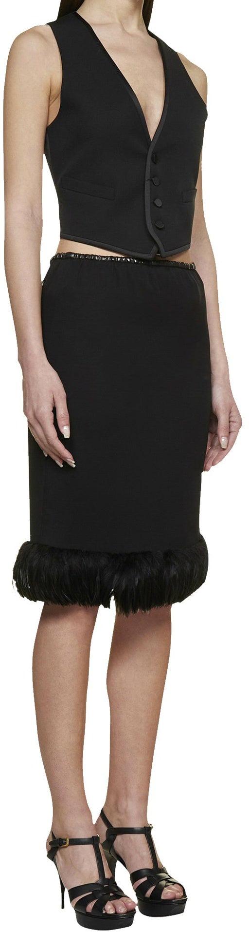  생로랑 미디 스커트 53958654361940 BLACK - SAINT LAURENT