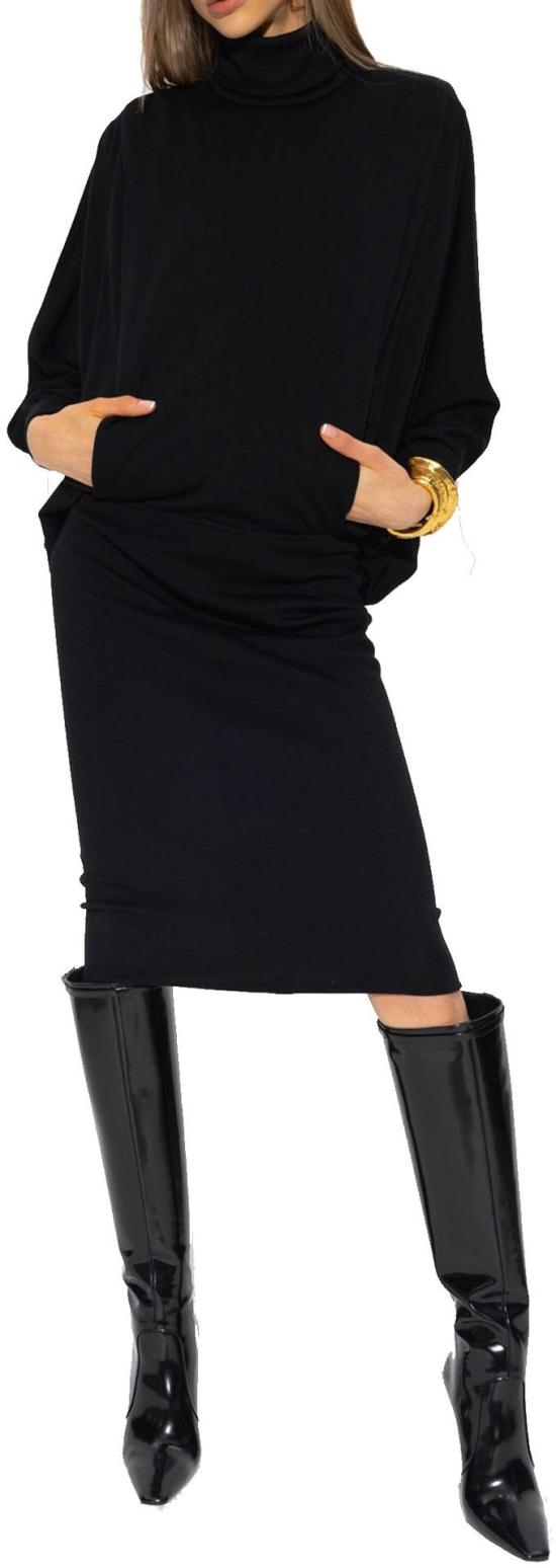  생로랑 미디 원피스 53958658490708 BLACK - SAINT LAURENT