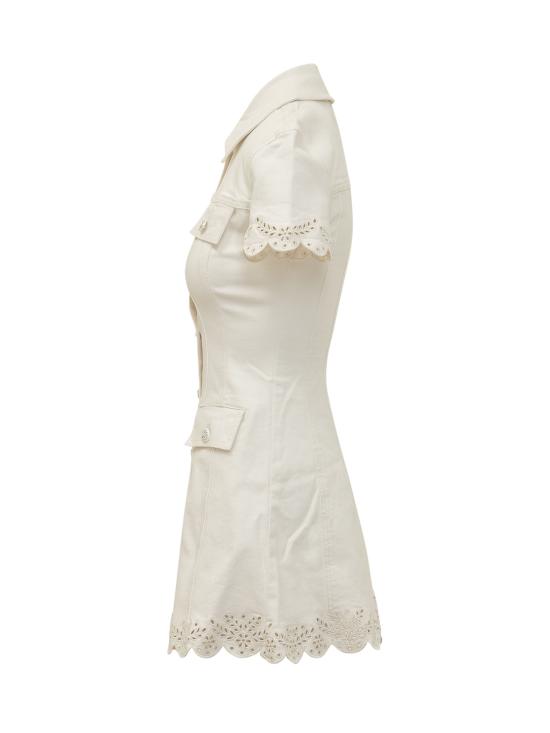 26SS 셀프 포트레이트 브로더리 칼라 데님 미니 드레스 SS26824SC CREAM Bianco - SELF PORTRAIT