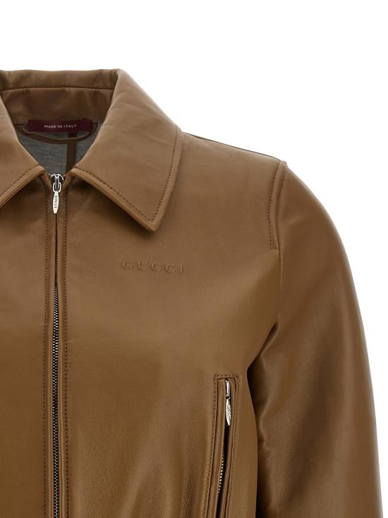 26SS 구찌 가죽 자켓 852289XNBBW2006 Beige - GUCCI